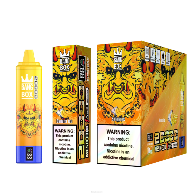 Bang Box Perú 22DR57 hielo de plátano | Bang Box Pantalla inteligente de 20000 inhalaciones
