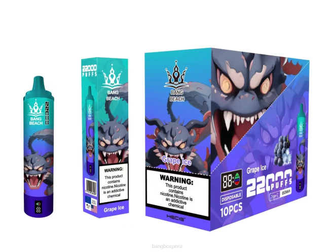 Bang Box Lima 22DR19 hielo de uva | Bang Beach Pantalla inteligente de 22000 inhalaciones.