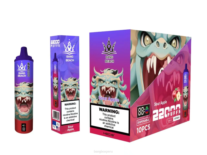 Bang Box Perú 22DR13 manzana agria | Bang Beach Pantalla inteligente de 22000 inhalaciones.