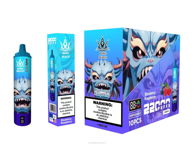 Bang Box Precio 22DR14 frambuesa arándano | Bang Beach Pantalla inteligente de 22000 inhalaciones.